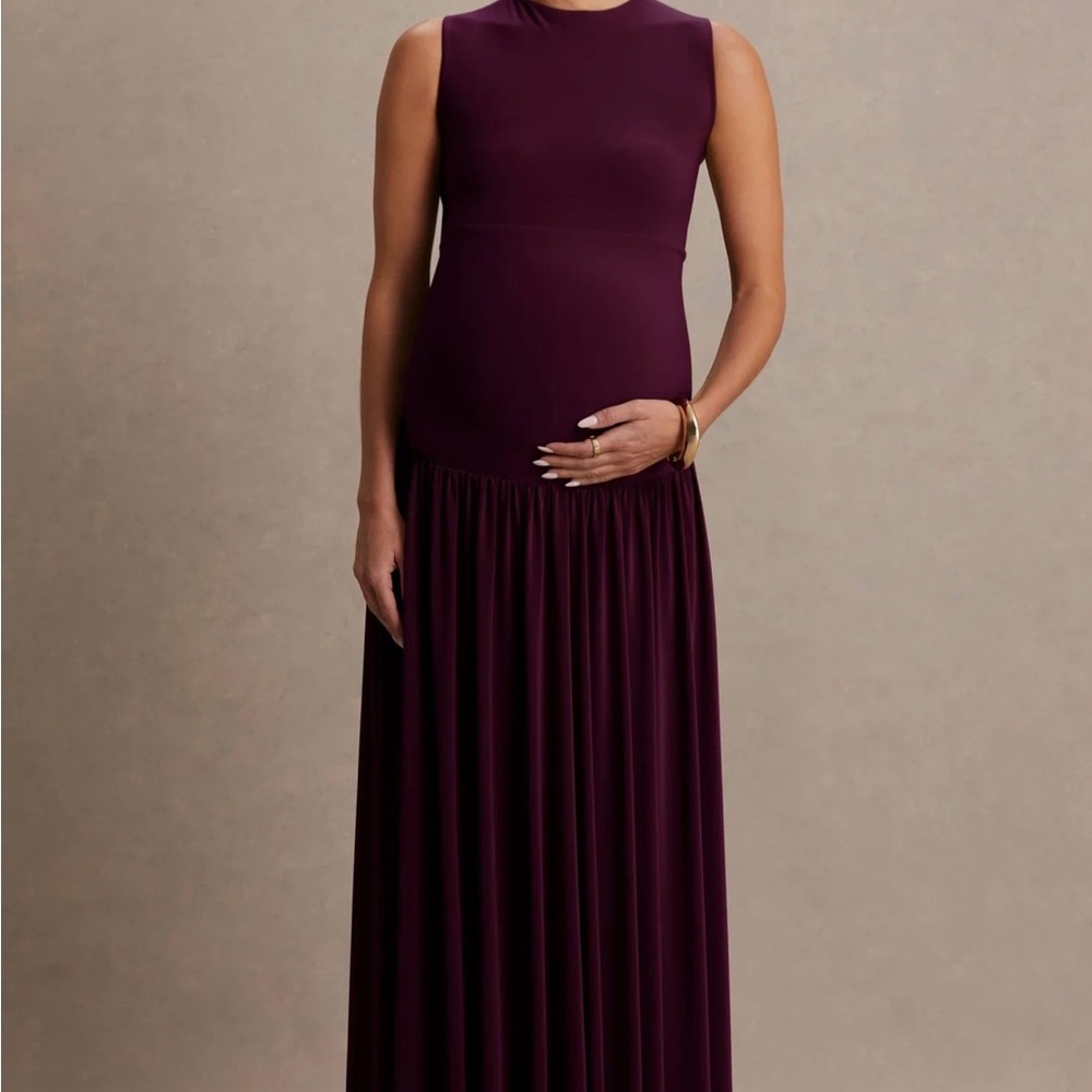 Club L London Sleeveless Plum Maxi Maternity Gown